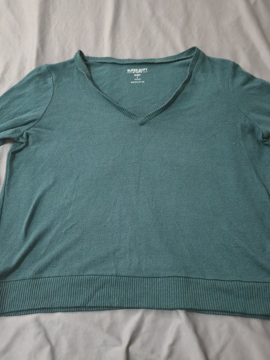torrid Sweaters - Torrid Super Soft  Sleep Plush V-Neck Lounge Sweatshirt Green 1 1X #G86457